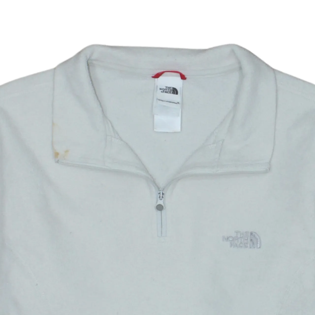 The North Face Off White Fleece Jumper Women’s Large Embroidered Logo Quarter Zip Pullover Top sold by Vintage Club product image thumbnail 3