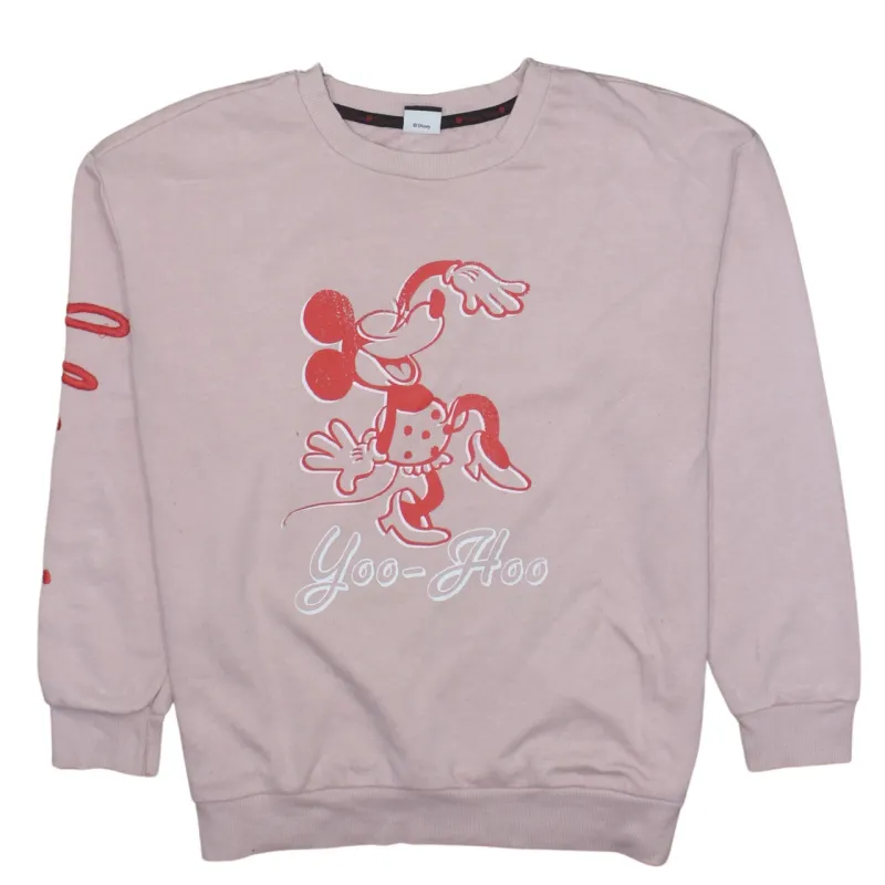Disney Pink Sweatshirt Men's Medium Minnie Mouse Printed Graphic Crewneck Pullover Top made by Disney