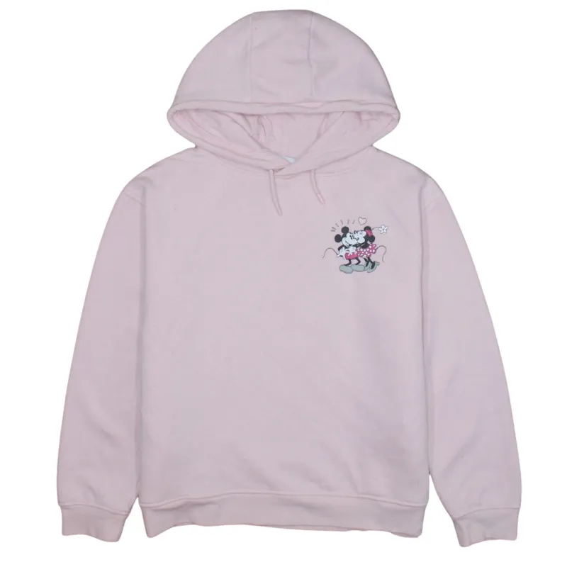 Disney Pink Hoodie Women’s Medium Minnie Mouse Printed Chest Graphic Pullover Sweatshirt sold by Vintage Club