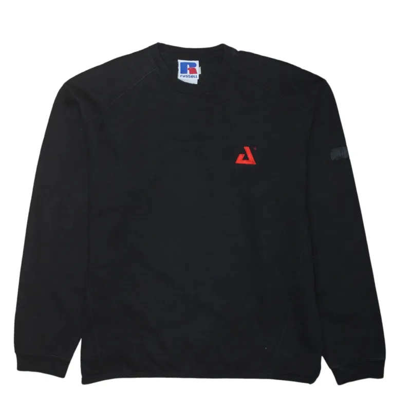 Russell Athletic Black Sweatshirt Men's Small Embroidered Red Logo Crewneck Pullover Top sold by Vintage Club