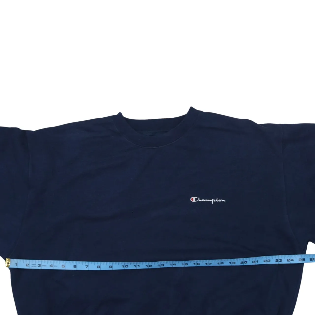 Champion Navy Blue Sweatshirt Men's Large Embroidered Chest Logo Ribbed Crewneck Pullover sold by Vintage Club product image thumbnail 5