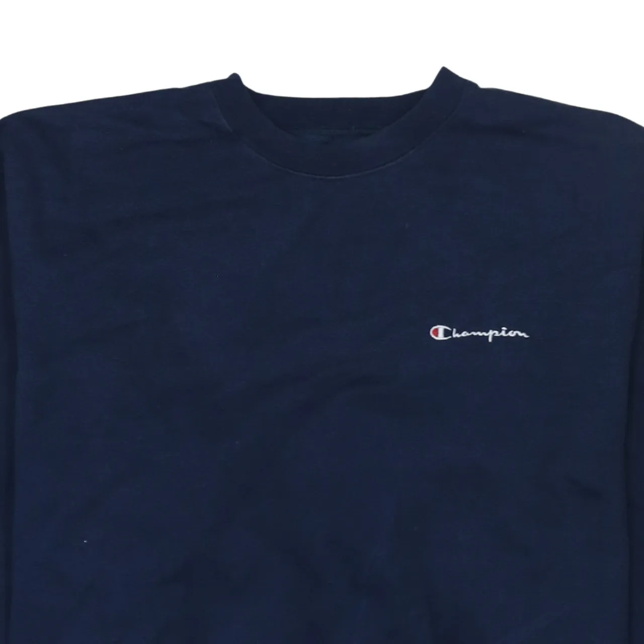 Champion Navy Blue Sweatshirt Men's Large Embroidered Chest Logo Ribbed Crewneck Pullover sold by Vintage Club product image thumbnail 3