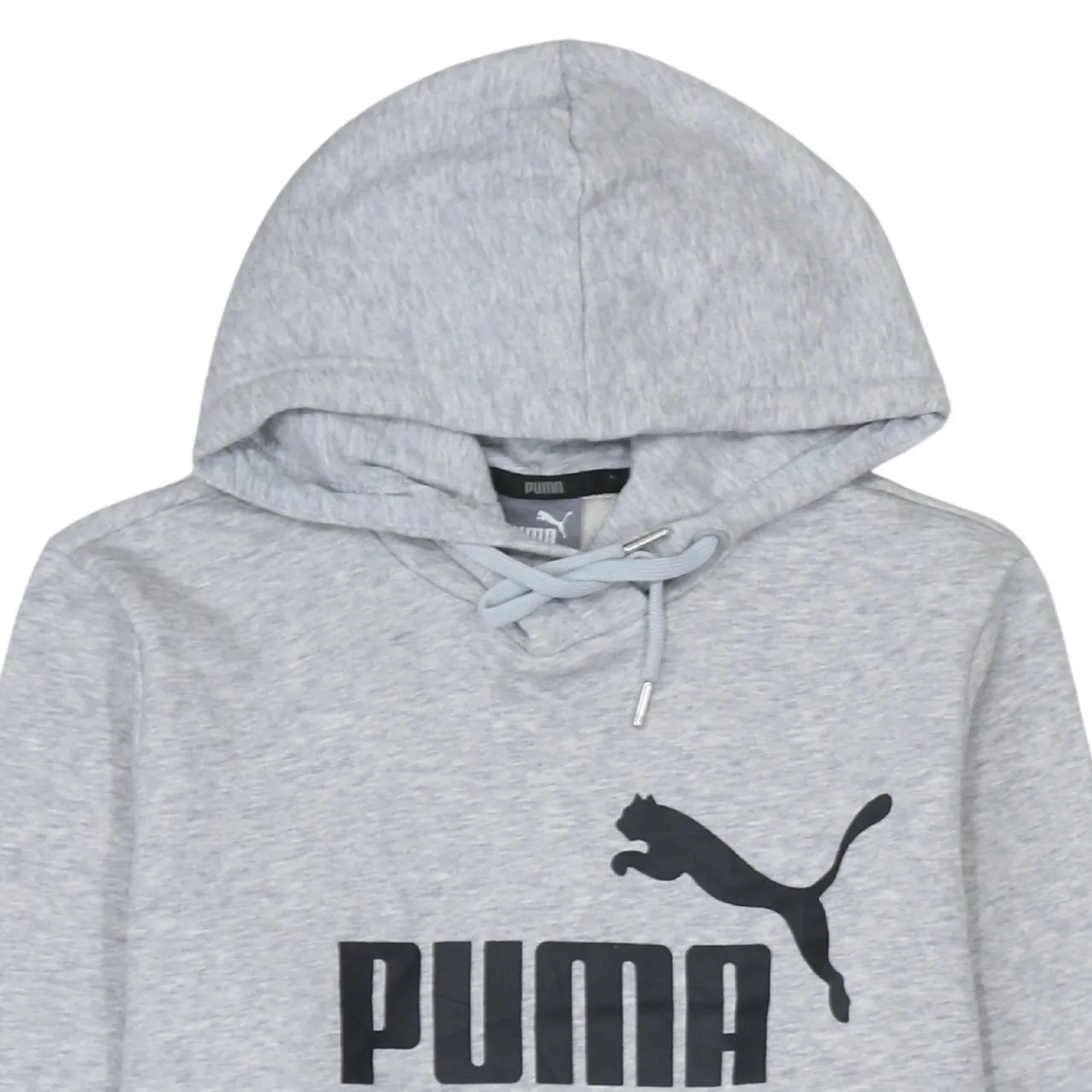 Puma Light Grey Hoodie Women’s Large Printed Logo Front Pocket Pullover Sweatshirt sold by Vintage Club product image thumbnail 3