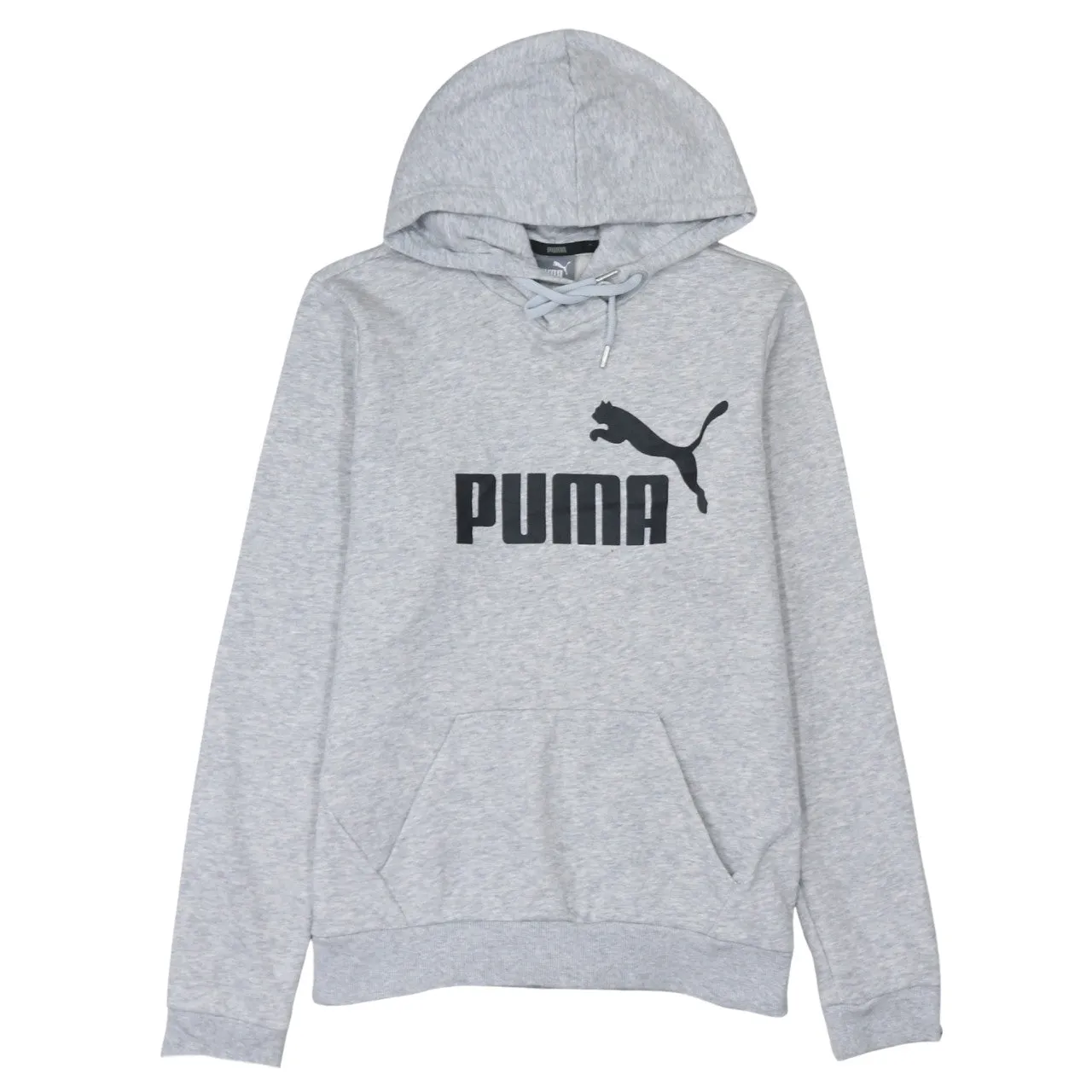 Puma Light Grey Hoodie Women’s Large Printed Logo Front Pocket Pullover Sweatshirt sold by Vintage Club