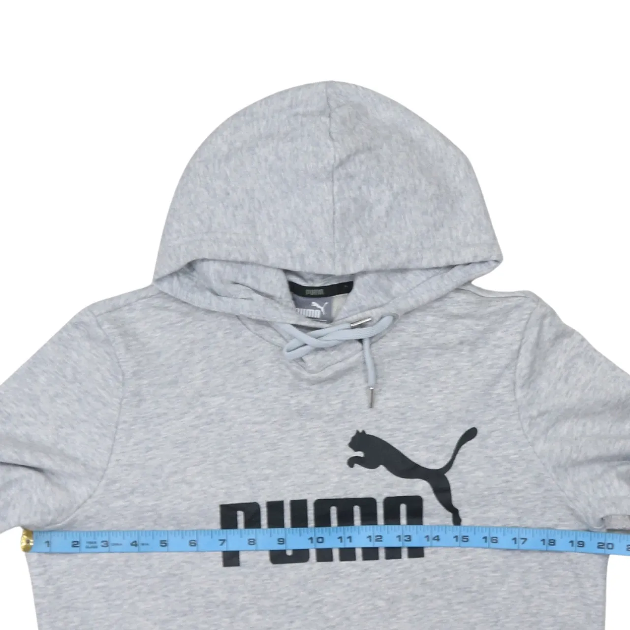 Puma Light Grey Hoodie Women’s Large Printed Logo Front Pocket Pullover Sweatshirt sold by Vintage Club product image thumbnail 5