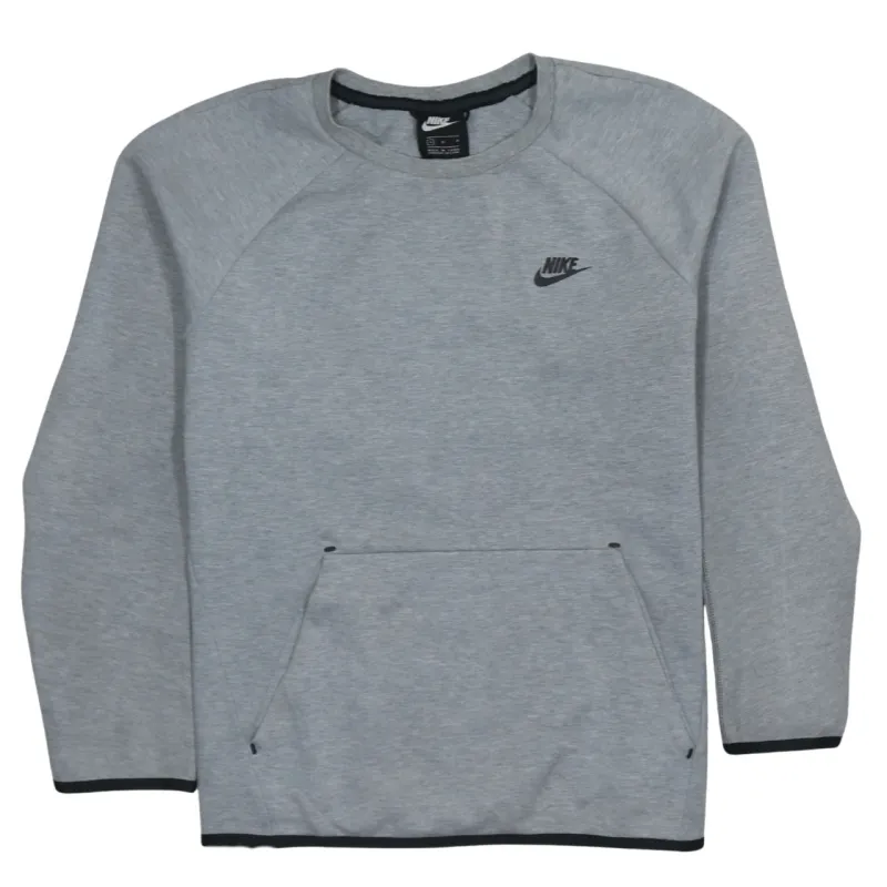 Nike Grey Sweatshirt Men's Medium Embroidered Swoosh Front Pocket Crewneck Pullover Top made by Nike