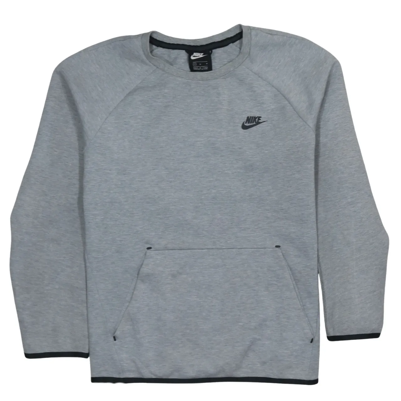 Nike Grey Sweatshirt Men's Medium Embroidered Swoosh Front Pocket Crewneck Pullover Top sold by Vintage Club