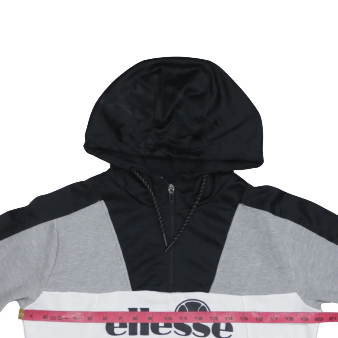 Ellesse Grey Black White Hoodie Men's Small Half Zip Embroidered Logo Front Pocket Pullover sold by Vintage Club product image thumbnail 5
