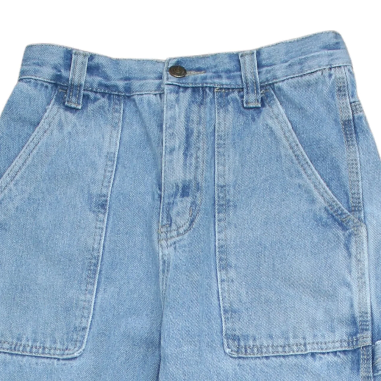 Retro Light Blue Denim Carpenter Trousers Men's 25 Utility Pockets Relaxed Work Pants sold by Vintage Club product image thumbnail 3