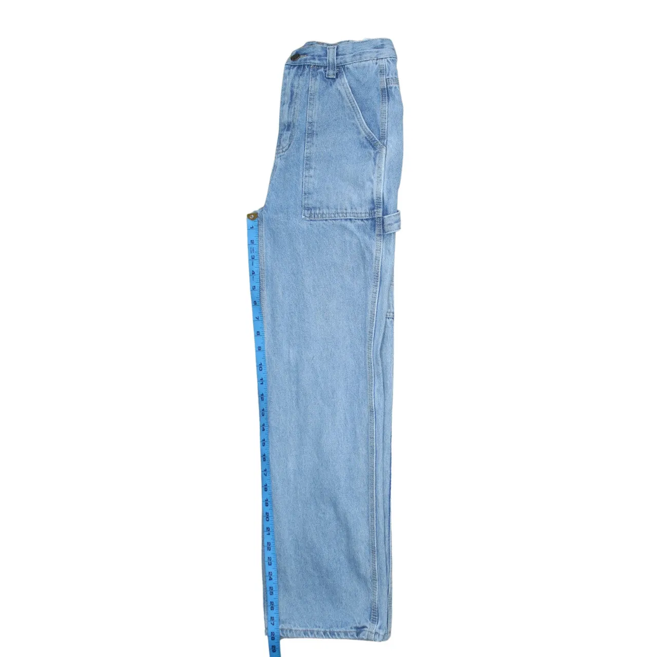 Retro Light Blue Denim Carpenter Trousers Men's 25 Utility Pockets Relaxed Work Pants sold by Vintage Club product image thumbnail 5