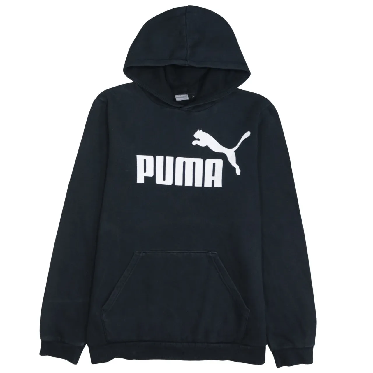 Puma Black Hoodie Women’s XXLarge Bold Printed Logo Front Pouch Pullover Sweatshirt sold by Vintage Club