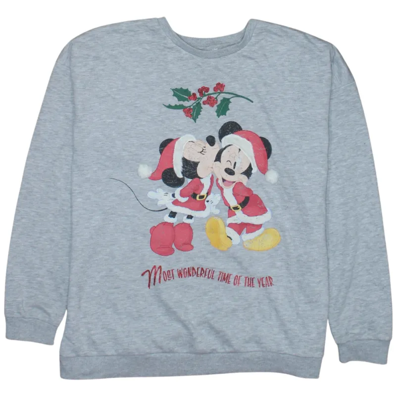 Disney 90's Mickey & Minnie Mouse Crew Neck Sweatshirt Medium Grey sold by Vintage Club