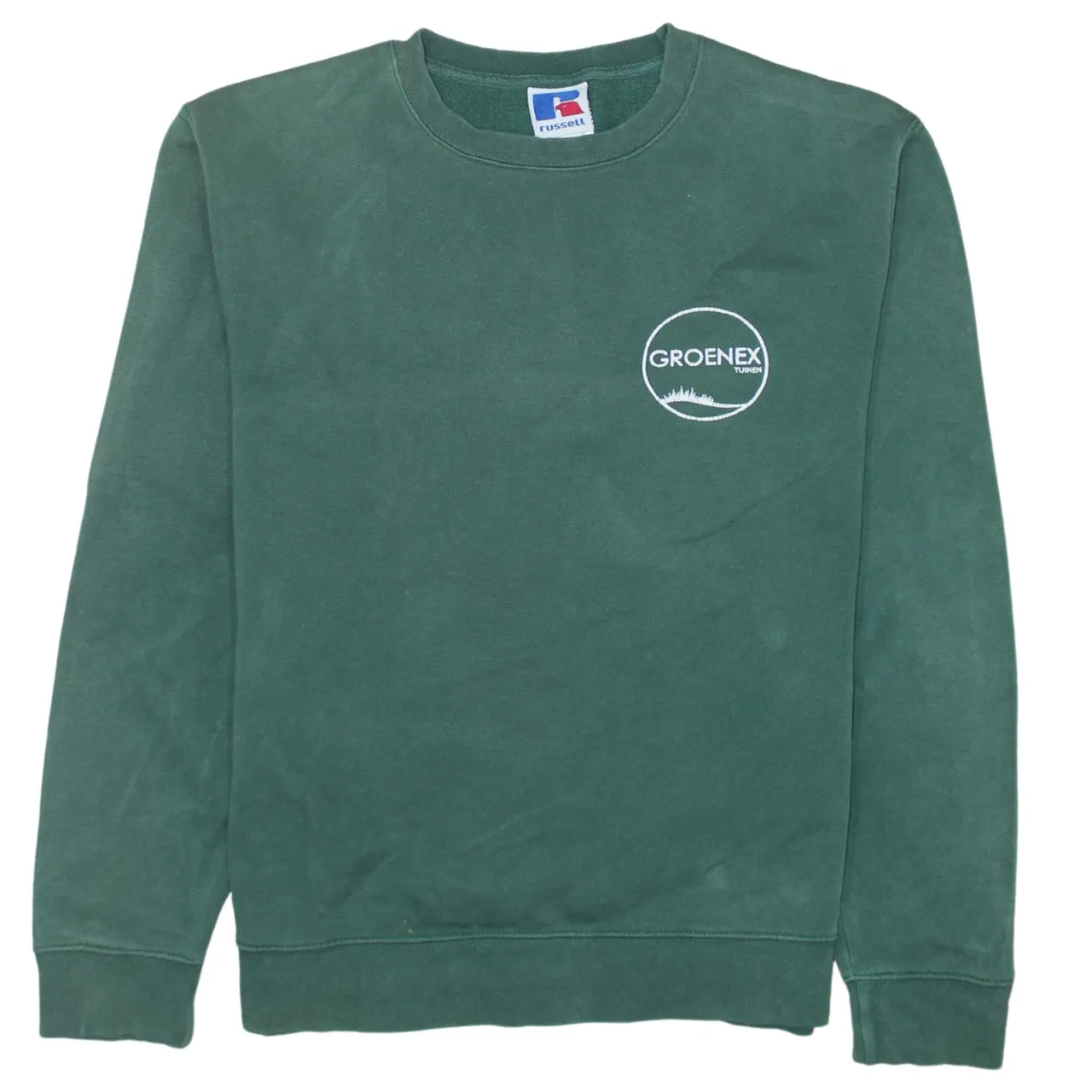 Russell Athletic Green Sweatshirt Men's Medium Printed Groenex Logo Crewneck Pullover Fleece Top sold by Vintage Club