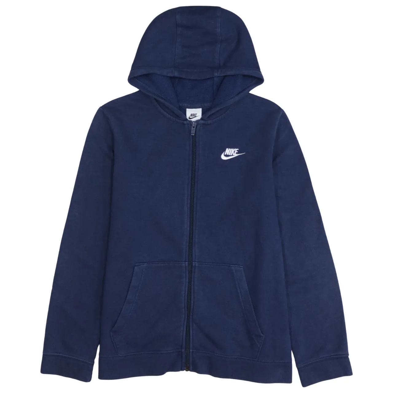 Nike Navy Blue Hoodie Women’s XLarge Full Zip Embroidered Swoosh Split Pocket Sweatshirt sold by Vintage Club