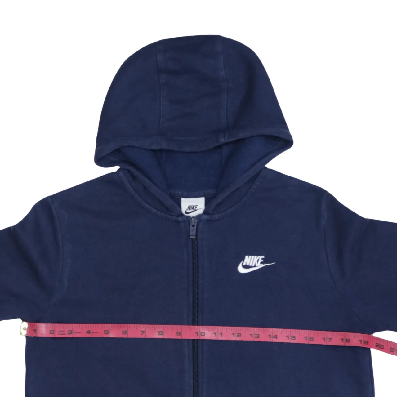 Nike Navy Blue Hoodie Women’s XLarge Full Zip Embroidered Swoosh Split Pocket Sweatshirt sold by Vintage Club product image thumbnail 5