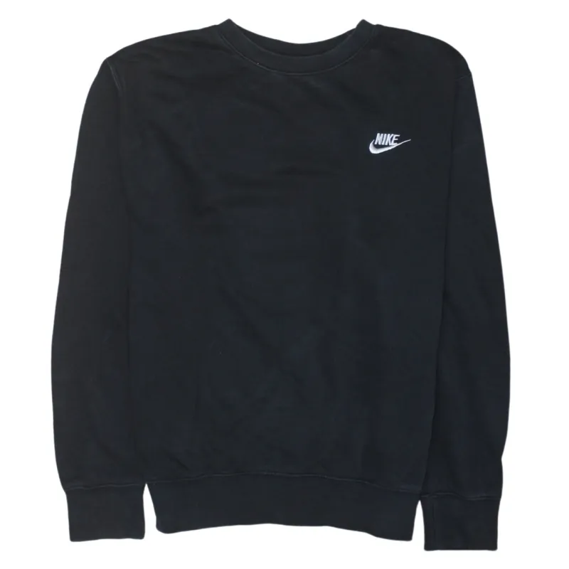 Nike Black Sweatshirt Men's Medium Embroidered Swoosh Logo Crewneck Pullover Fleece Top sold by Vintage Club