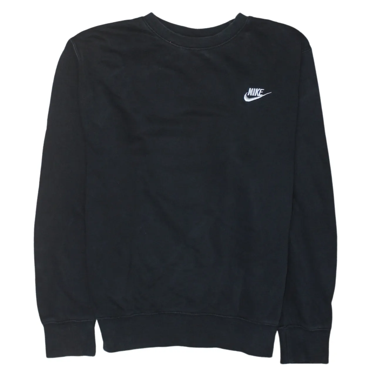 Nike Black Sweatshirt Men's Medium Embroidered Swoosh Logo Crewneck Pullover Fleece Top sold by Vintage Club