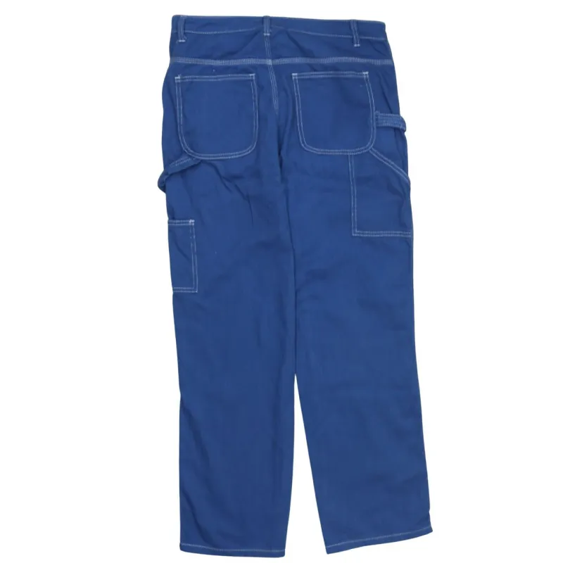 Simple Society Blue Workwear Trousers Men's Size 32 Contrast Stitch Utility Pockets Pants sold by Vintage Club