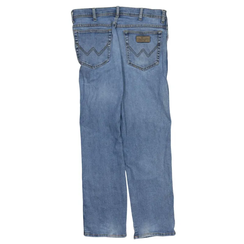 Wrangler Light Blue Jeans Men's 36 Classic Five Pocket Straight Leg Denim Pants sold by Vintage Club