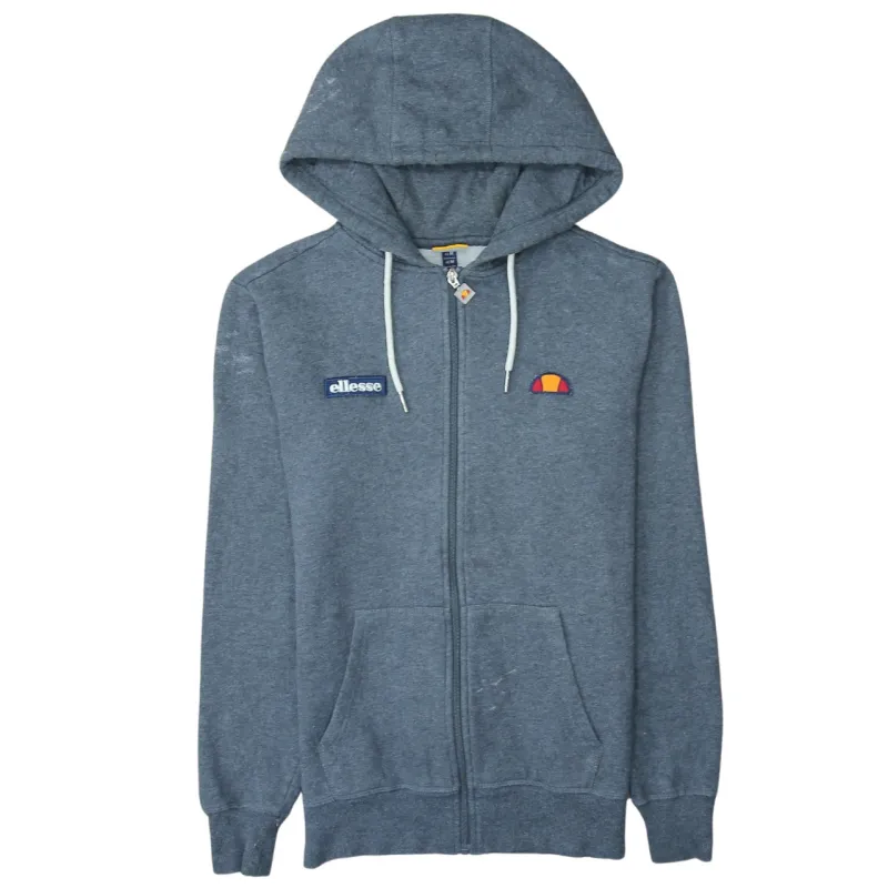 Ellesse Blue Zip Hoodie Men's Medium Embroidered Chest Logos Drawstring Full Zip Sweatshirt sold by Vintage Club