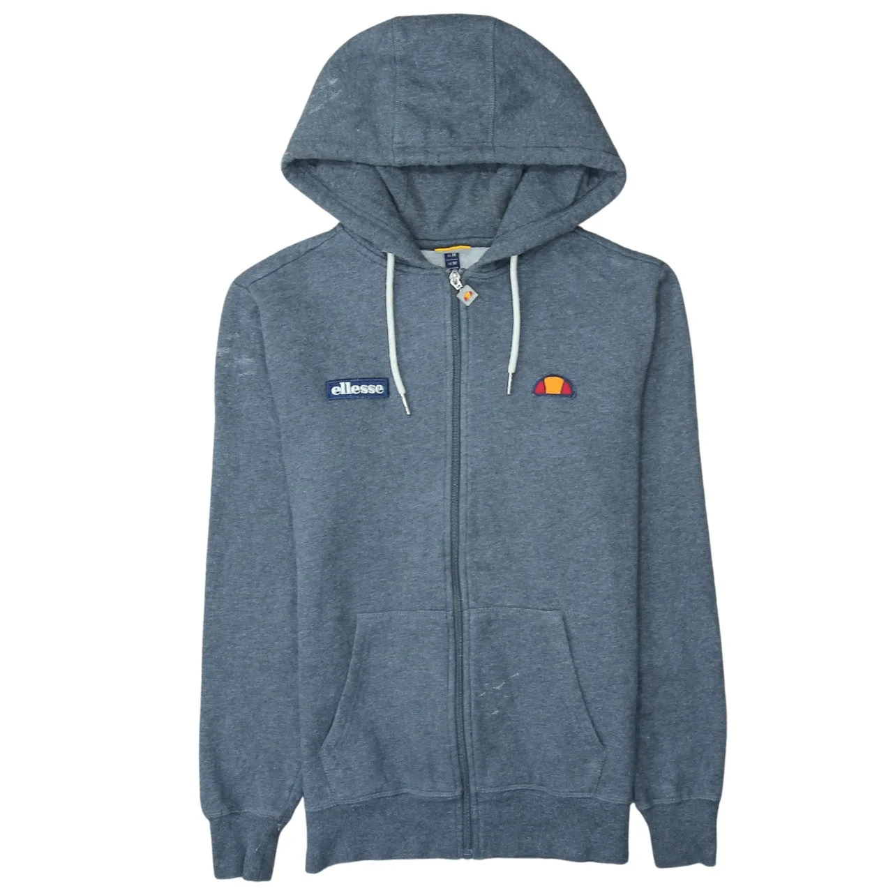 Ellesse Blue Zip Hoodie Men's Medium Embroidered Chest Logos Drawstring Full Zip Sweatshirt sold by Vintage Club