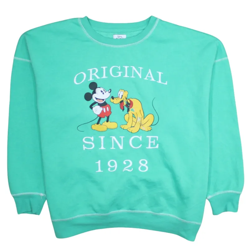 Disney 90's Mickey Mouse & Pluto Crew Neck Sweatshirt Large Green sold by Vintage Club