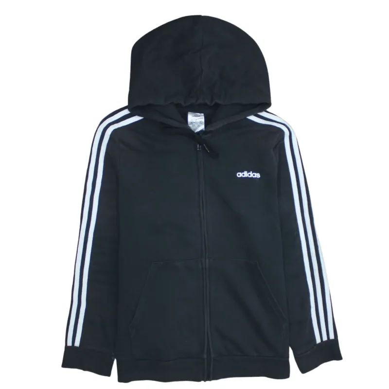 Adidas 90's Striped Sleeve Full Zip Up Hoodie XLarge Black sold by Vintage Club
