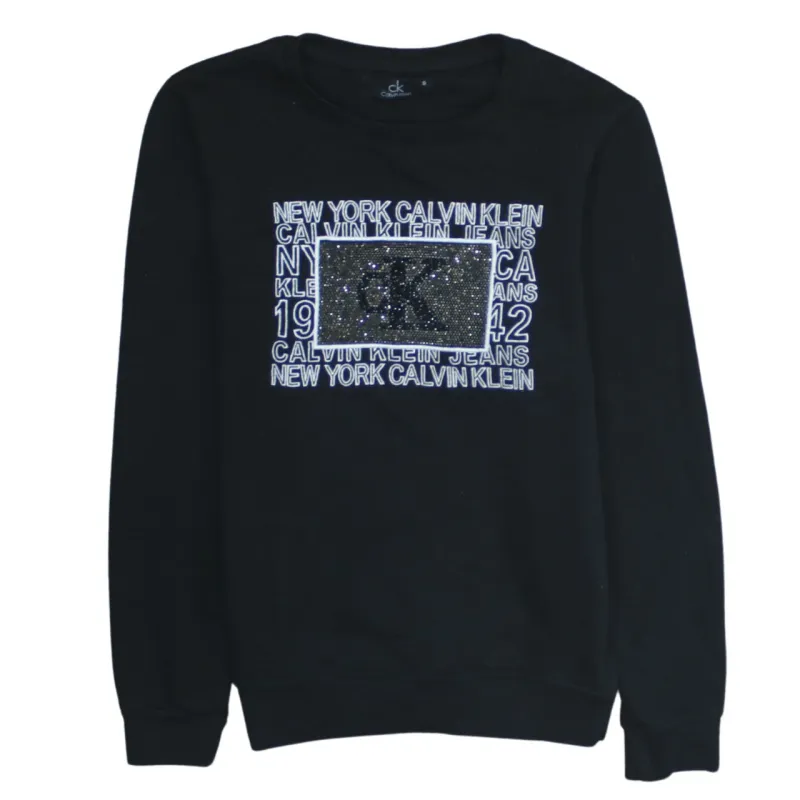 Champion 90's Spellout Crew Neck Sweatshirt Small Black made by Champion