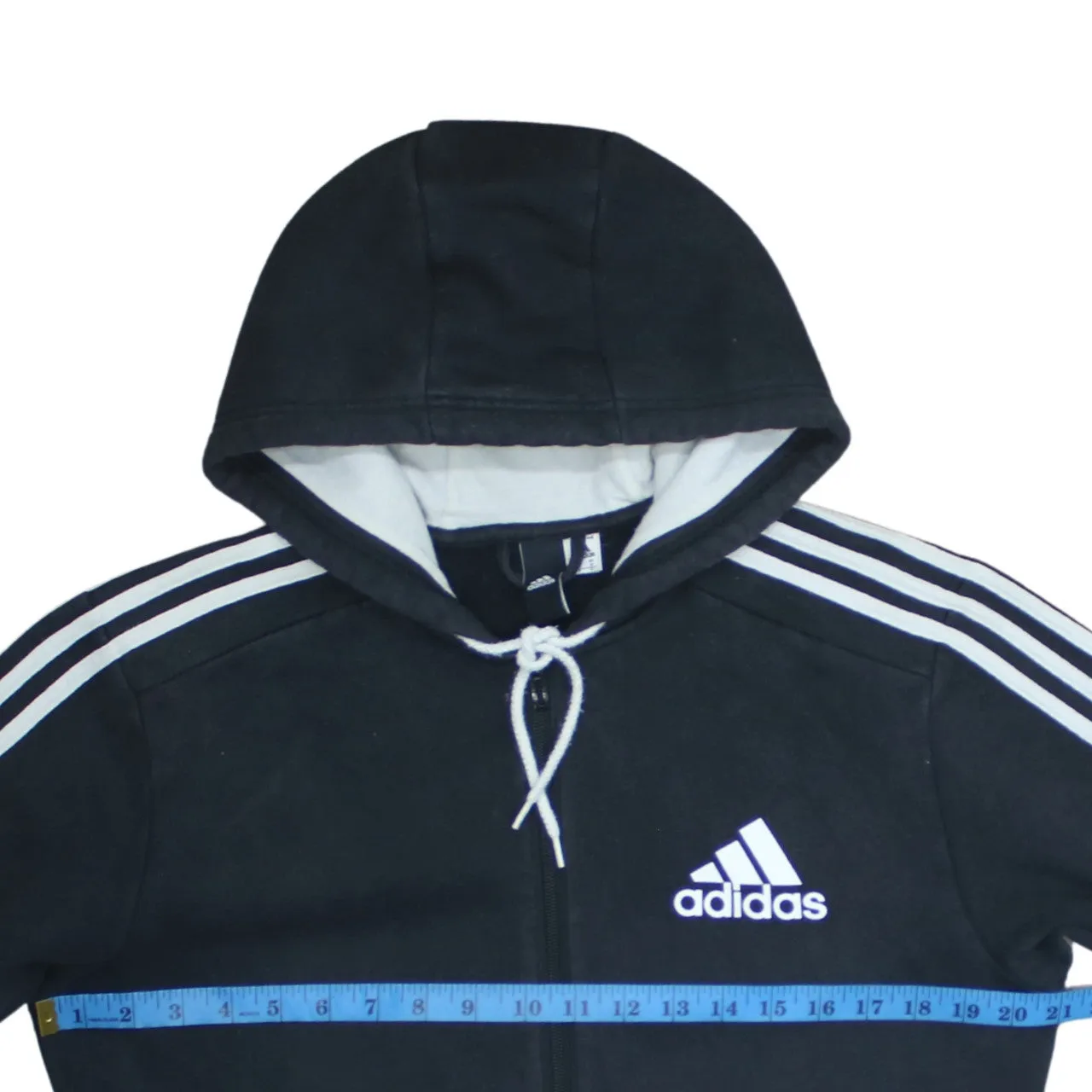 Adidas 90's Striped Sleeve Full Zip Up Hoodie Medium Black sold by Vintage Club product image thumbnail 5