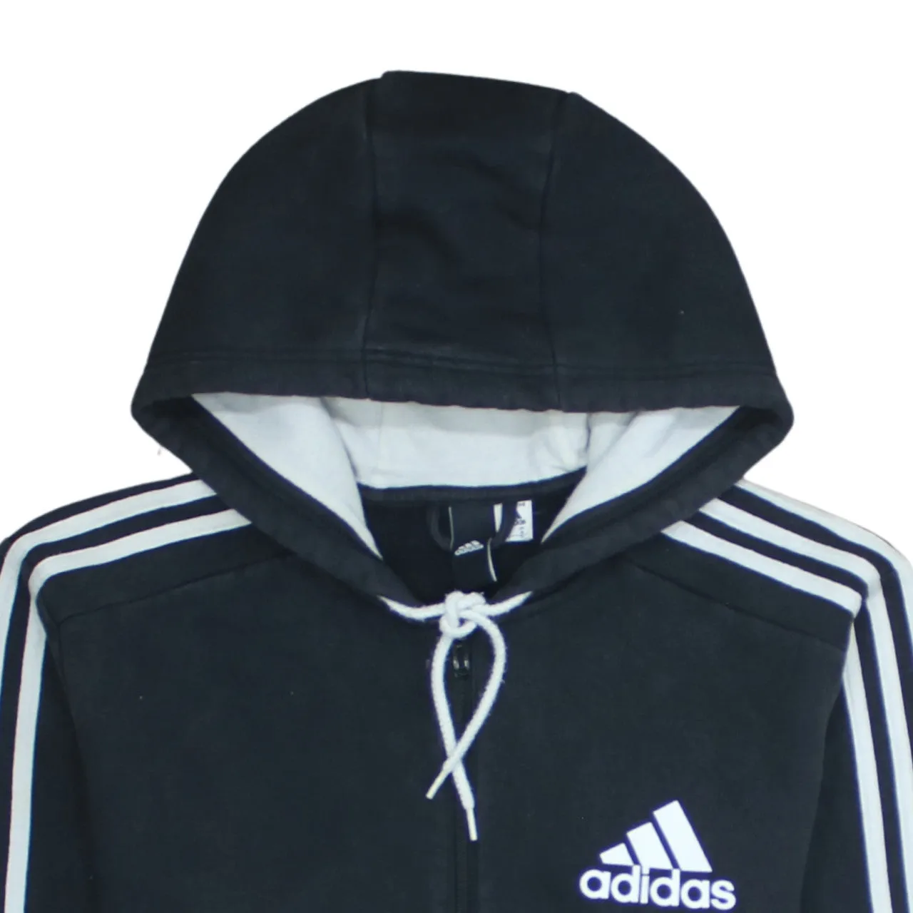 Adidas 90's Striped Sleeve Full Zip Up Hoodie Medium Black sold by Vintage Club product image thumbnail 3