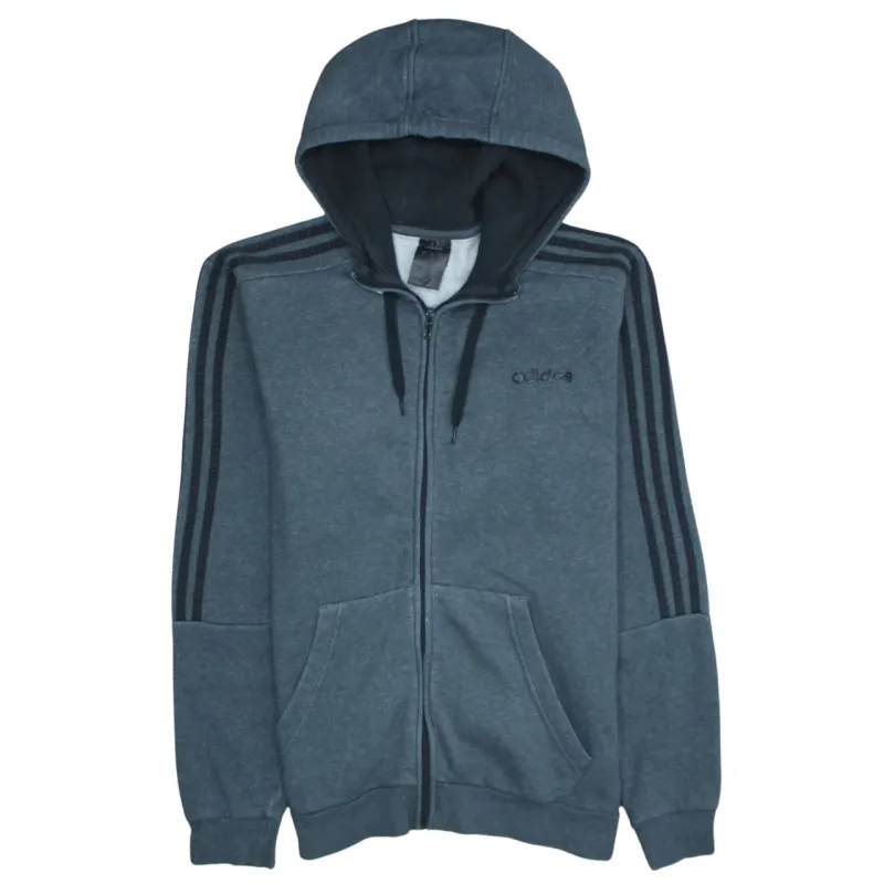 Adidas 90's Striped Sleeve Full Zip Up Hoodie Medium Grey sold by Vintage Club