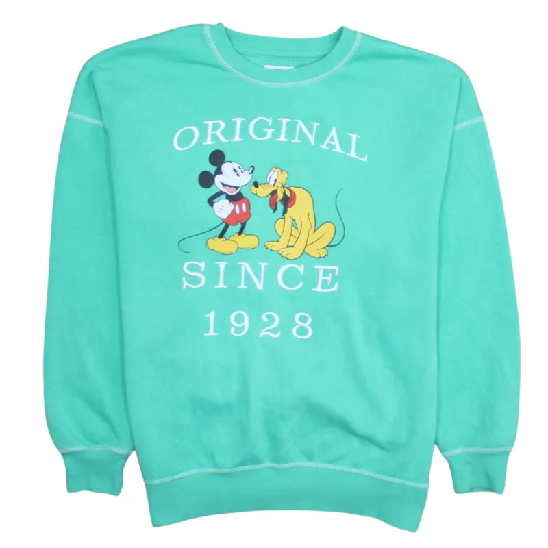 Disney 90's Mickey Mouse & Pluto Crew Neck Sweatshirt XXSmall Green sold by Vintage Club