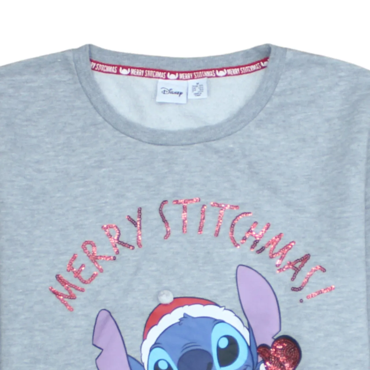 Disney 90's Merry Stitchmas Crew Neck Sweatshirt Medium Grey sold by Vintage Club product image thumbnail 3
