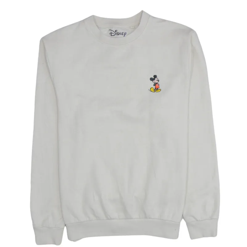 Disney Cream Sweatshirt Women’s Medium Embroidered Mickey Mouse Chest Logo Pullover Top sold by Vintage Club