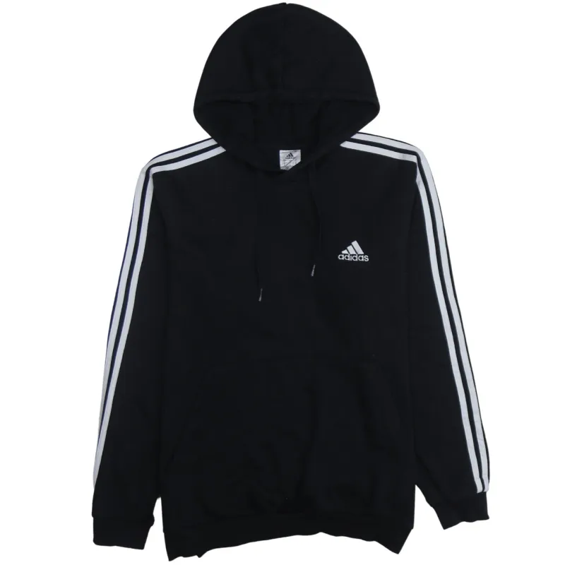 Adidas 90's Striped Sleeve Pullover Hoodie Large Black sold by Vintage Club