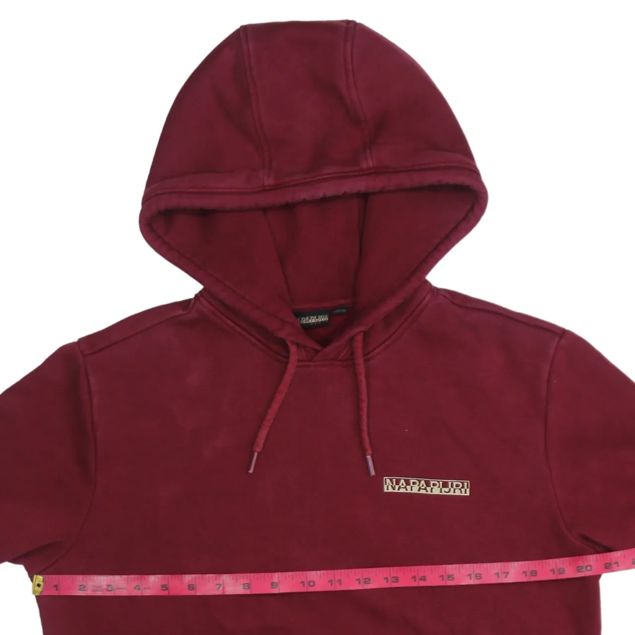 Napapijri Burgundy Red Hoodie Women’s Small Printed Logo Front Back Pullover Sweatshirt sold by Vintage Club product image thumbnail 5