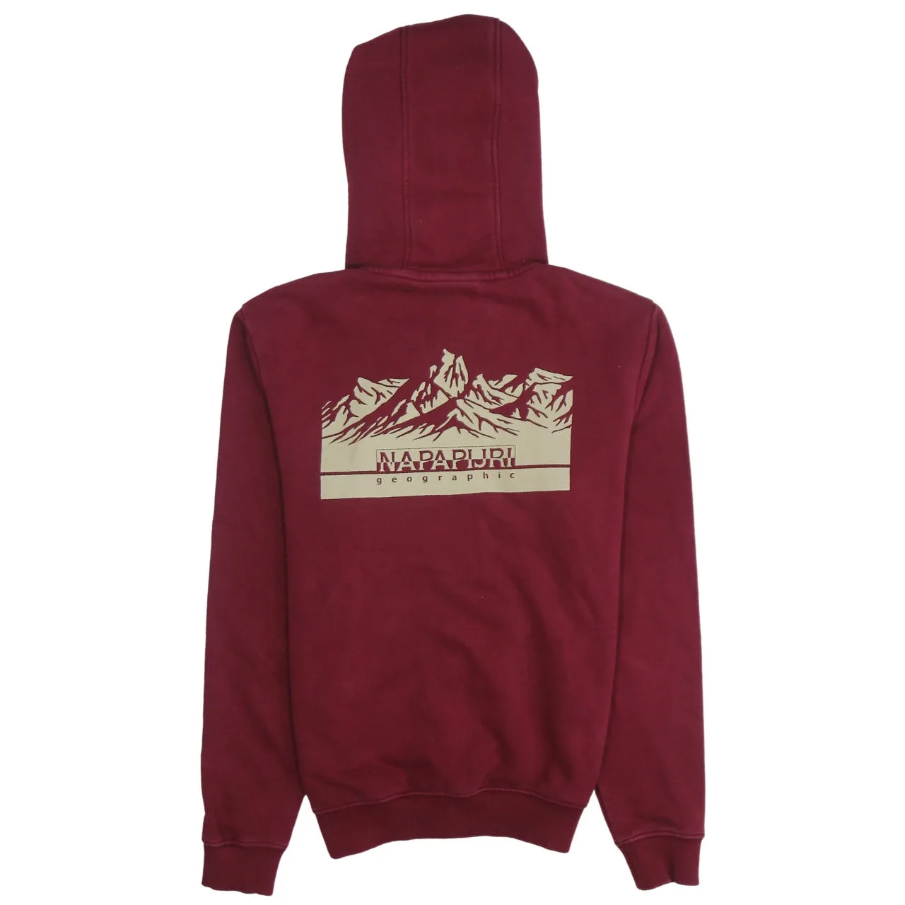 Napapijri Burgundy Red Hoodie Women’s Small Printed Logo Front Back Pullover Sweatshirt sold by Vintage Club product image thumbnail 2