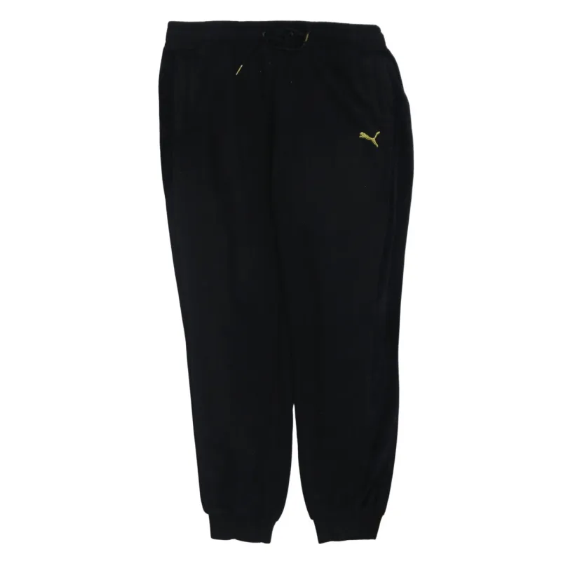 Puma Black Joggers Men’s Large Embroidered Logo Drawstring Waist Cuffed Sweatpants made by Puma