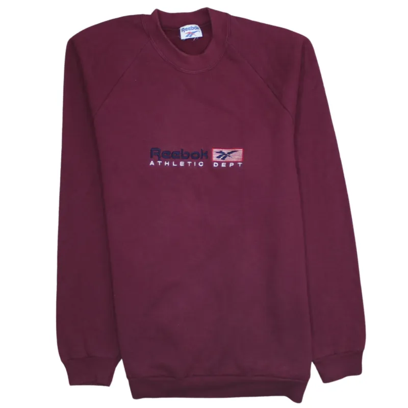 Reebok 90's Spellout Crew Neck Sweatshirt XLarge Burgundy Red sold by Vintage Club