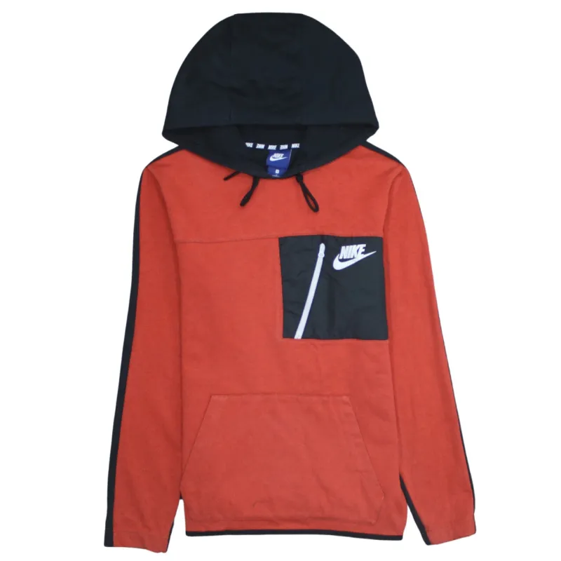 Nike Red Black Hoodie Women’s Small Zip Chest Pocket Embroidered Swoosh Pullover Sweatshirt made by Nike