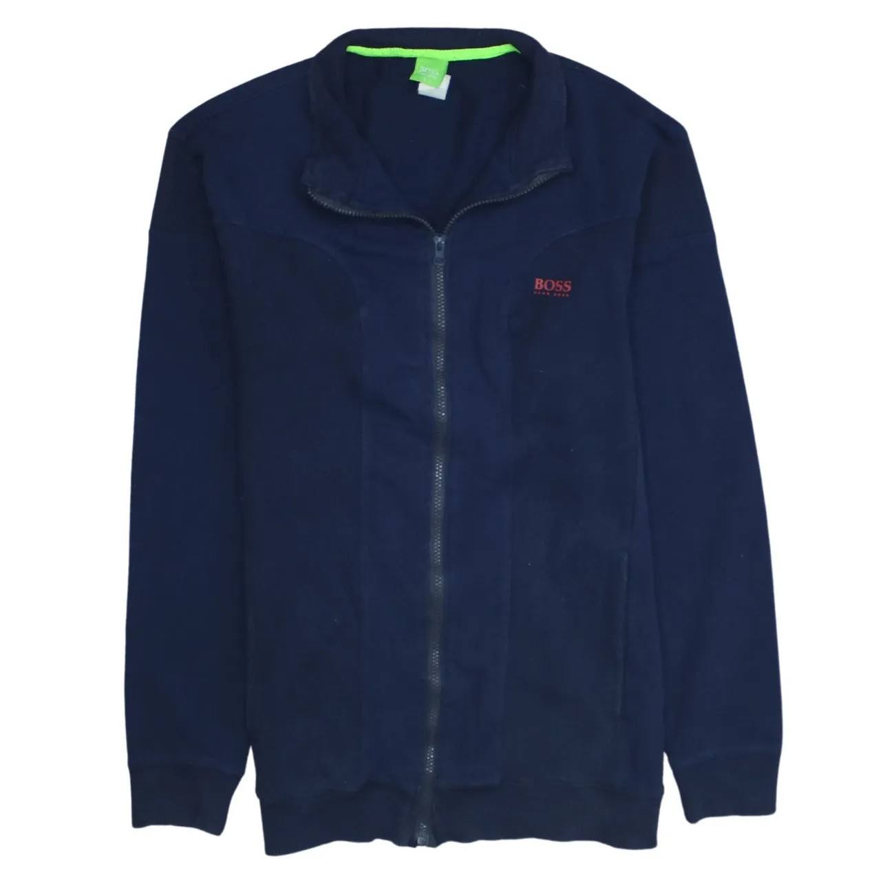 HUGO BOSS Navy Blue Full Zip Sweatshirt Women’s Large Embroidered Logo Fleece Jacket Top sold by Vintage Club