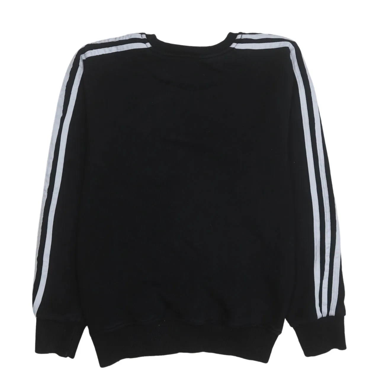 Adidas Black Sweatshirt Women's Large Embroidered Trefoil Logo Three Stripe Sleeves Pullover Top sold by Vintage Club product image thumbnail 2