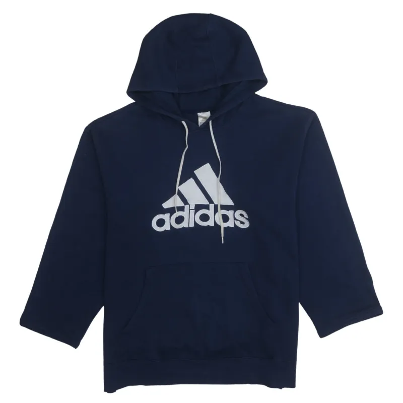 Adidas 90's Spellout Pullover Hoodie Large Navy Blue sold by Vintage Club