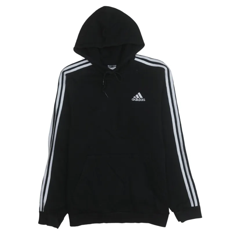 Adidas 90's Striped Sleeve Pullover Hoodie Medium Black sold by Vintage Club