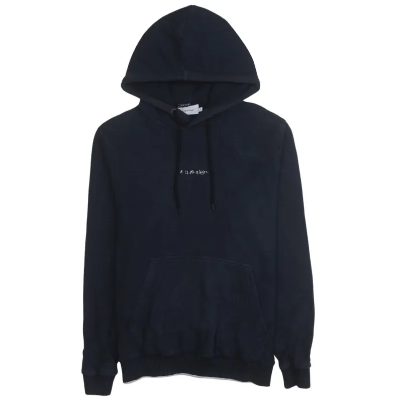 Calvin Klein 90's Drawstring Pockets Pullover Hoodie Large Navy Blue sold by Vintage Club