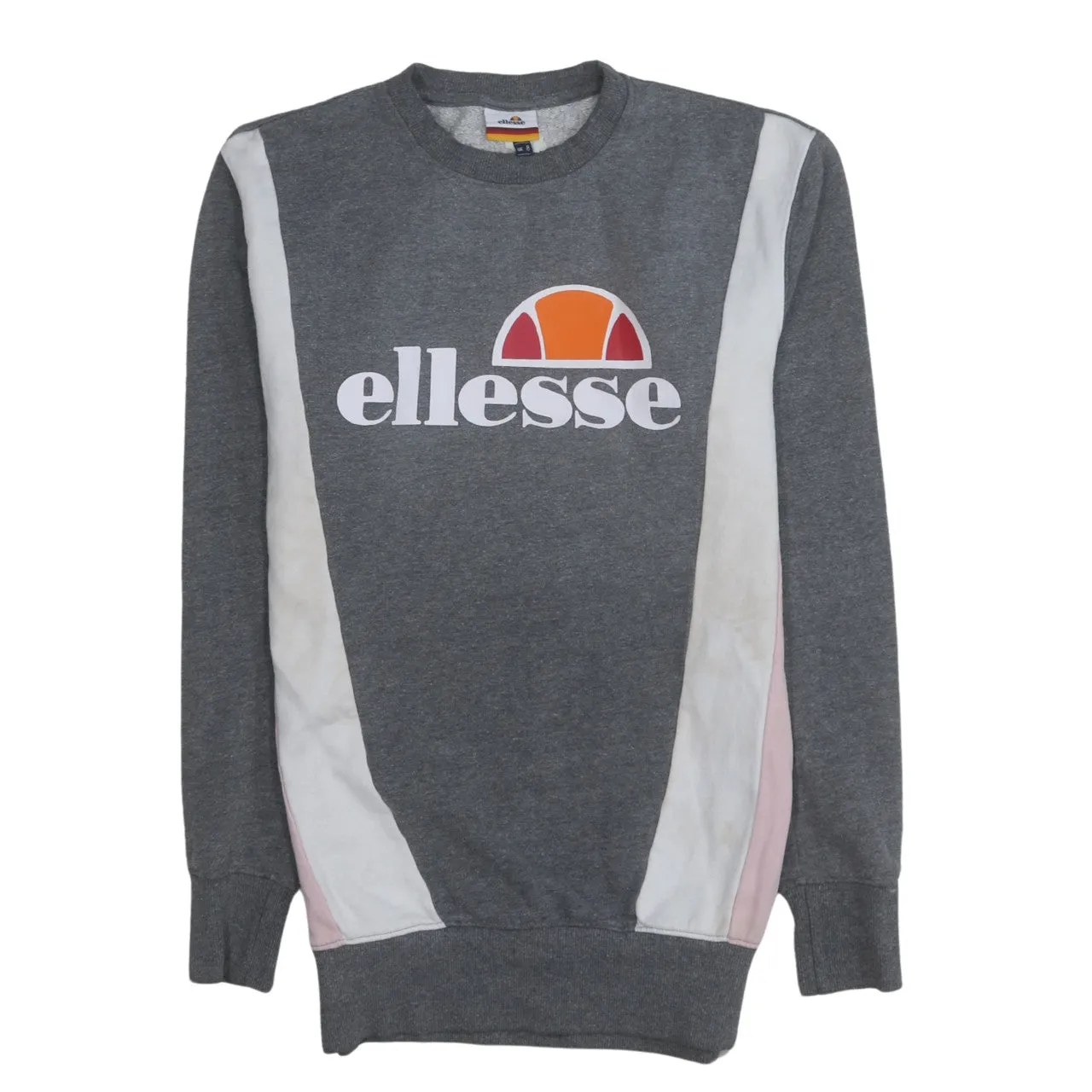 Ellesse Grey Sweatshirt Women's XSmall Printed Logo Colour Block Crewneck Pullover Top sold by Vintage Club