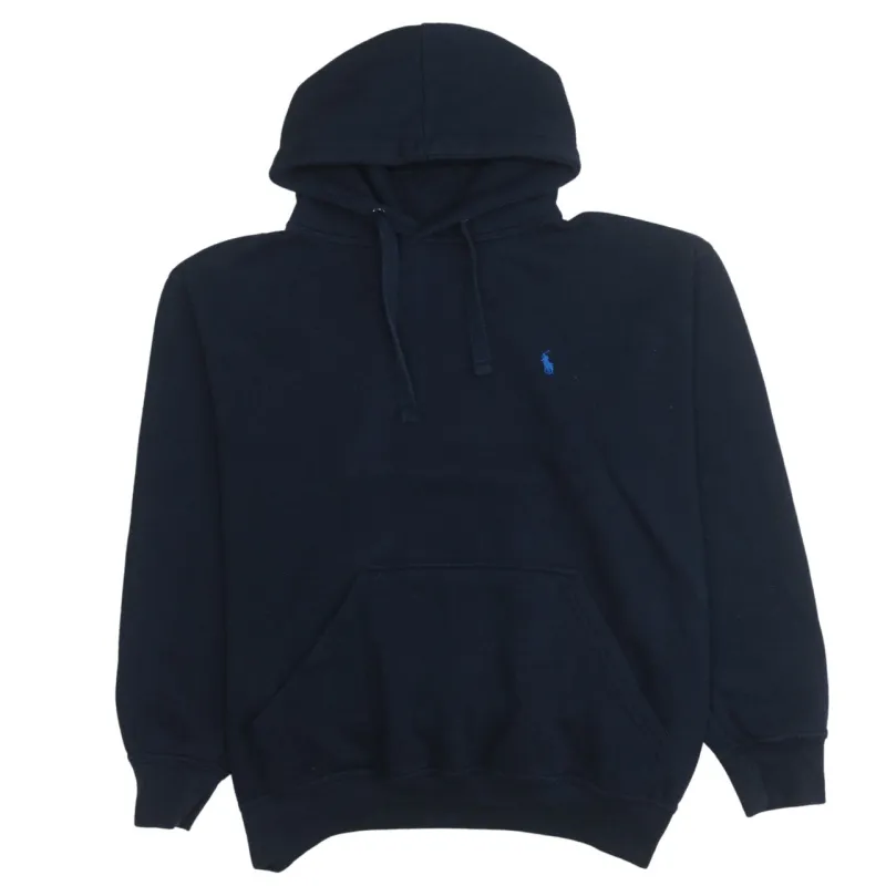 Polo Ralph Lauren 90's Drawstring Pockets Pullover Hoodie Large Navy Blue sold by Vintage Club