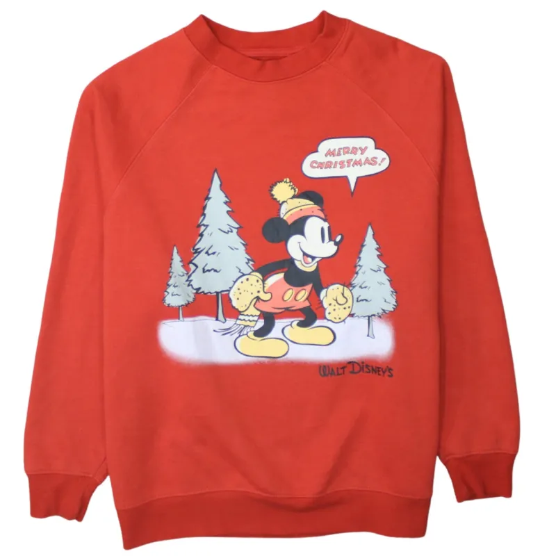 Disney 90's Mickey Mouse Crew Neck Sweatshirt XSmall Red sold by Vintage Club