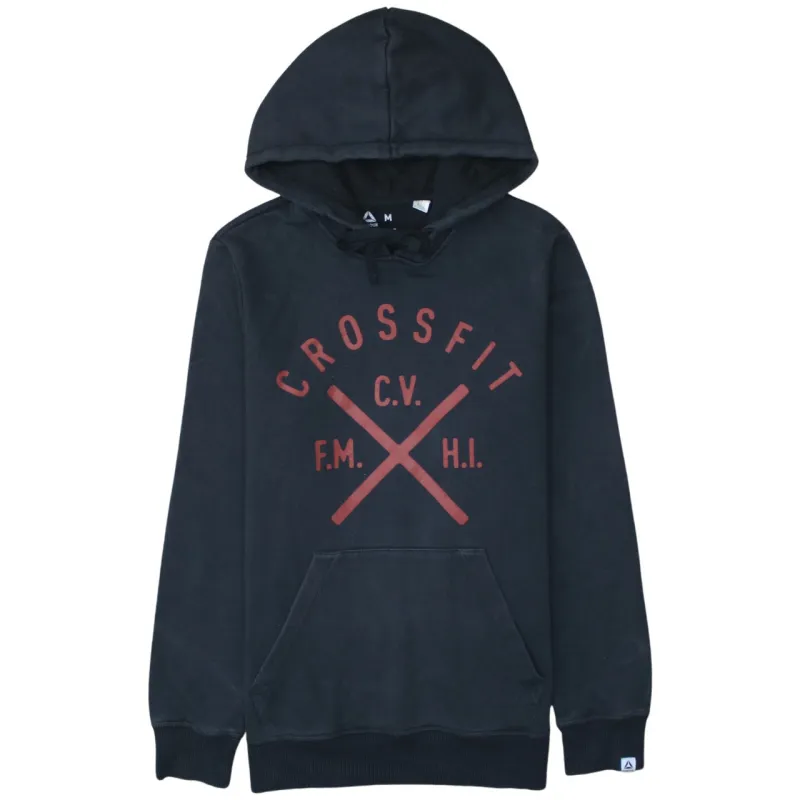 Reebok 90's Drawstring Pockets Pullover Hoodie Medium Black sold by Vintage Club