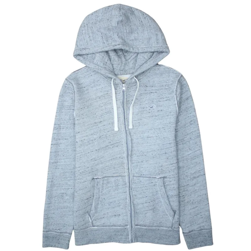 Hollister 90's Drawstring Pockets Full Zip Up Hoodie XLarge Grey made by Hollister